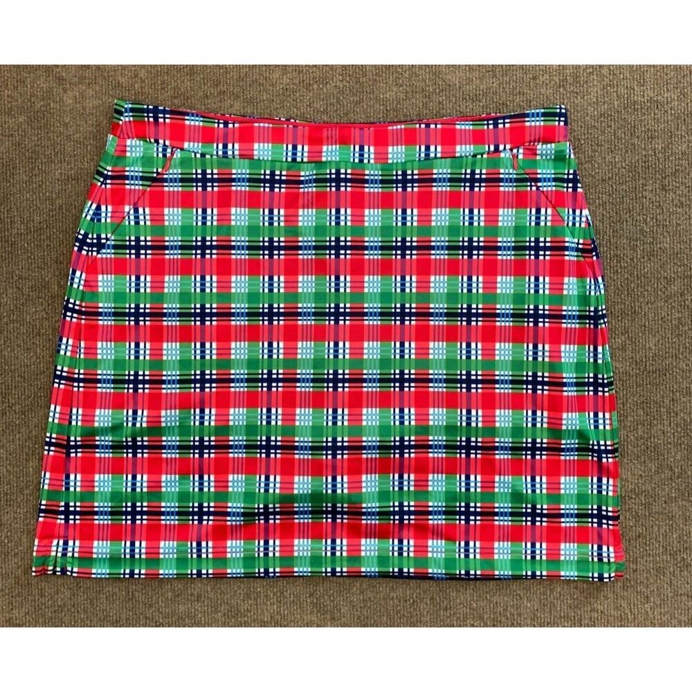 Rafaella Skort Womens XL Weekend Plaid Performance Zip Pockets Active Golf Skirt